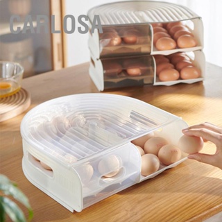 CARLOSA กล่องไข่เลื่อนอัตโนมัติพลาสติกใสรูปตัว U กล่องเก็บไข่แอปริคอทสำหรับห้องครัว
