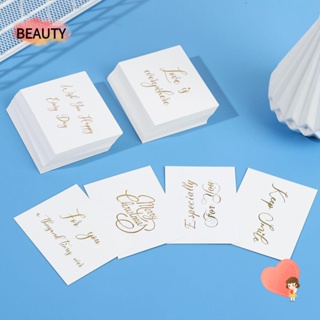 BEAUTY 50PCS White Greeting Card 6x8cm Wedding Party Happy Birthday Gold Stamping