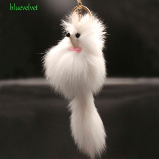 Bluevelvet พวงกุญแจ จี้รูปแมว ขนปุย สีขาว สําหรับห้อยโทรศัพท์มือถือ