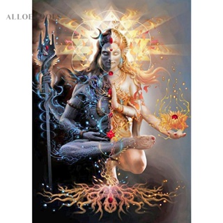 Au ภาพวาดปักเพชร พลอยเทียม ทรงกลม ลายศิลปะอินเดีย Shiva สไตล์โมเดิร์น สําหรับตกแต่งบ้าน [alloetools.th]