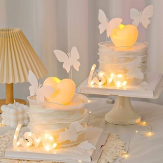 โคมไฟ LED รูปหัวใจ สําหรับตกแต่งเค้กวันเกิด งานแต่งงาน วันวาเลนไทน์