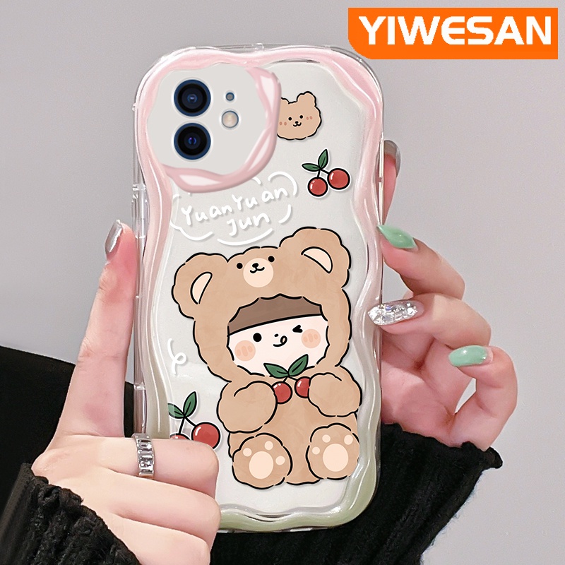 เคสโทรศัพท์มือถือแบบนิ่ม-ใส-กันกระแทก-ลายการ์ตูนหมี-เชอร์รี่-เด็กผู้หญิง-สําหรับ-iphone-12-12-pro-12-mini-12-pro-max