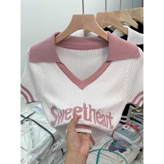 เสื้อยืดโปโล แขนสั้น ผ้าเรยอน คอวี สไตล์ฮ่องกง สําหรับผู้หญิง เหมาะกับฤดูร้อน ID2X