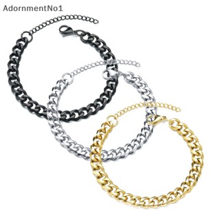 Adornmentno1 ใหม่ สร้อยข้อมือโซ่ สเตนเลส กว้าง 3 5 7 มม. สไตล์คลาสสิก เครื่องประดับ สําหรับผู้ชาย ผู้หญิง ของขวัญบูติก 2021