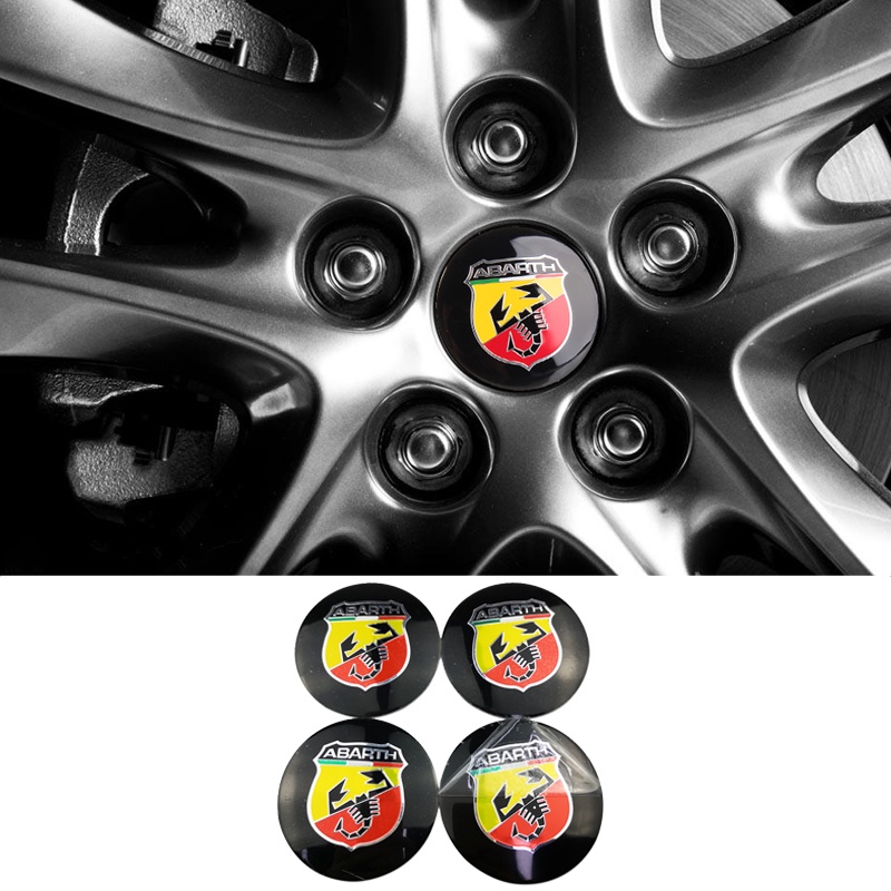 สติกเกอร์ตราสัญลักษณ์-60-มม-สําหรับตกแต่งล้อรถยนต์-abarth-fiat500-fiat131-fiat124-punto-4-ชิ้น