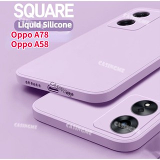 เคสซิลิโคนนิ่ม ทรงสี่เหลี่ยม กันกระแทก สําหรับ Oppo A58 A78 2023 Oppo A78 OppoA78 78A A 78 4G 5G 2023