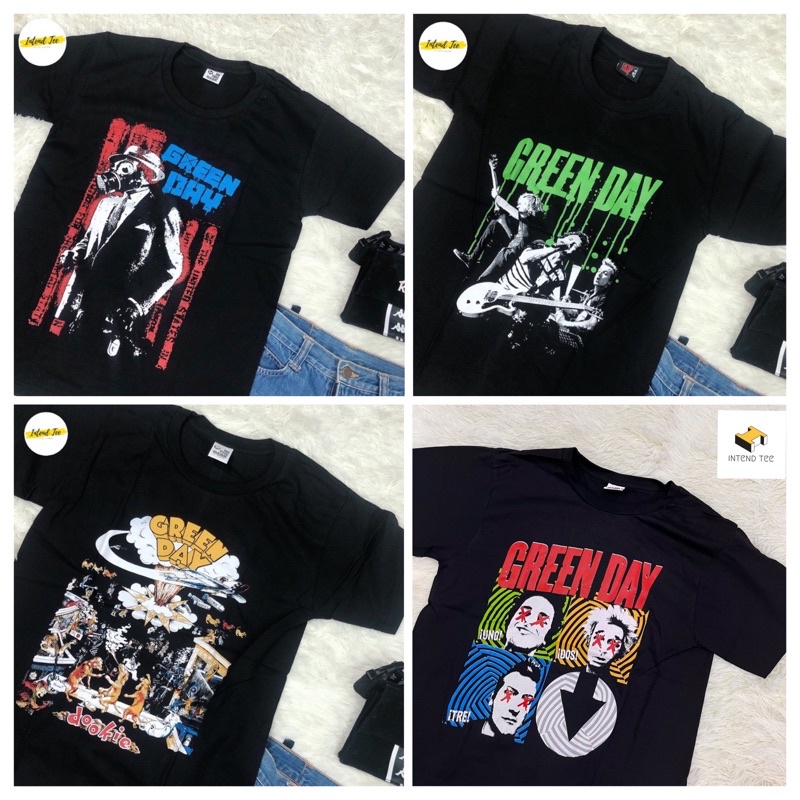 เสื้อยืดผ้าฝ้ายพิมพ์ลายขายดี-เสื้อวง-greenday-พิมพ์หน้าหลัง