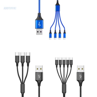 【3C】สายชาร์จ Usb ไนลอนถัก สากล 3 4 5 in1 อะแดปเตอร์ชาร์จ หลายตัว