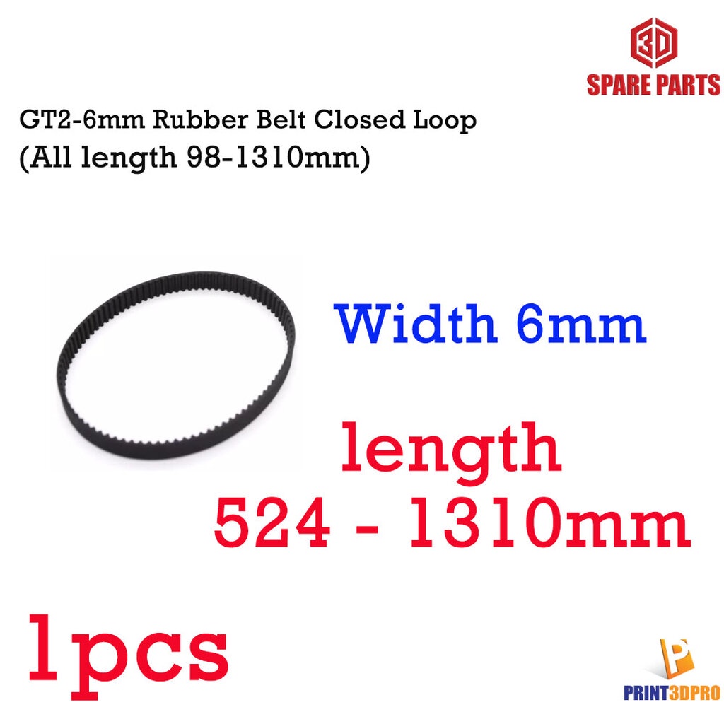 GT26mm Rubber timing Belt Closed Loop Pitch 2mm width 6mm สายพานขับ