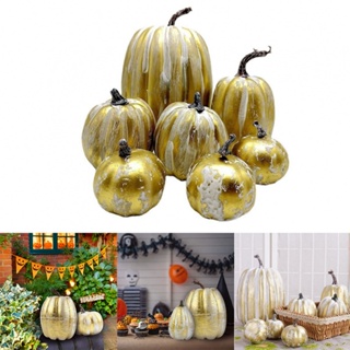 New Arrival~Fake Pumpkin White Shiny Autumn Decoration Fall Decora Foam Pumpkins Set