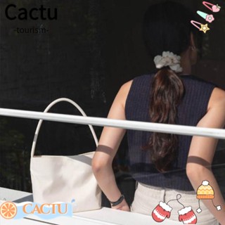 Cactu กระเป๋าสะพายไหล่ ผ้าไนล่อน พร้อมหัวเข็มขัด ความจุสูง สีพื้น สไตล์เรโทร สําหรับผู้หญิง