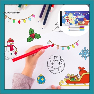 [CF] สมุดระบายสีคริสต์มาส วันหยุด สมุดระบายสีคริสต์มาส เด็ก สมุดระบายสี เทศกาล ซานตาคลอส สโนว์แมน สติกเกอร์เกล็ดหิมะ กันน้ํา พีวีซี วันหยุดสนุก สําหรับเด็ก