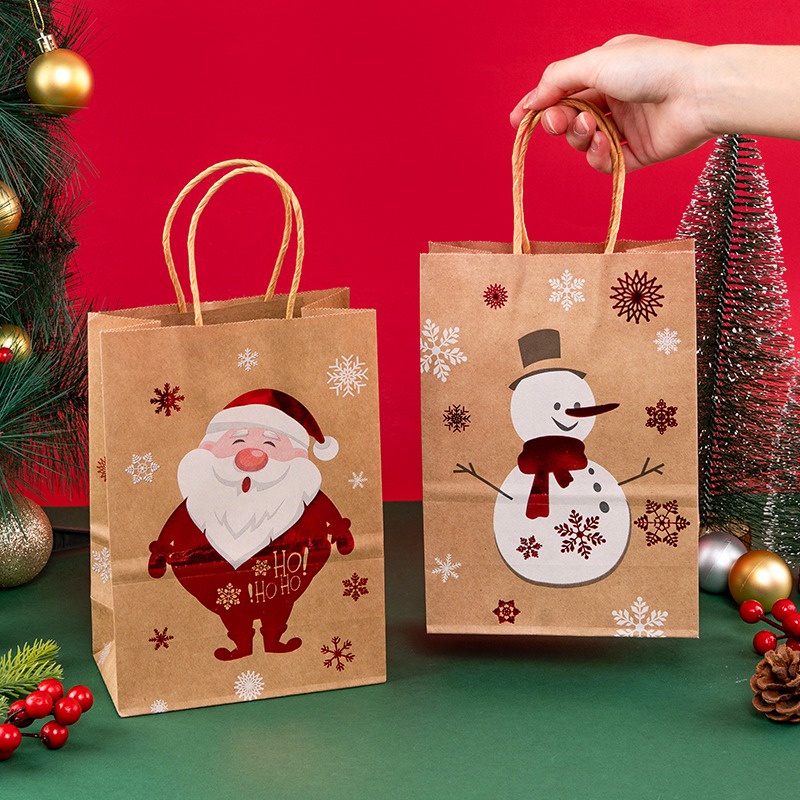 ถุงกระดาษคราฟท์-ลายการ์ตูนซานตาคลอส-กวางเอลก์-สําหรับใส่ของขวัญ-ปาร์ตี้คริสต์มาส