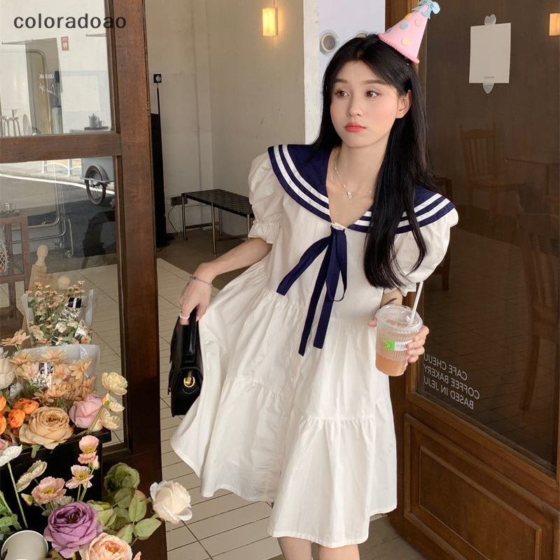 crd-ชุดมินิเดรสลําลอง-สีขาว-สไตล์เกาหลี-สําหรับนักเรียน-zxh
