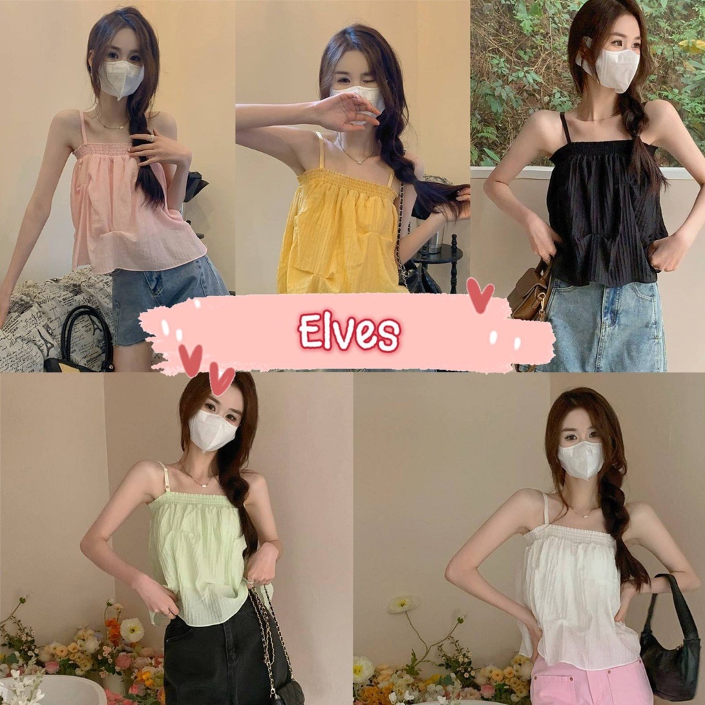 elves-พร้อมส่ง-เสื้อสายเดี่ยวผ้าชีฟอง-สายปรับได้เกาหลีมากแม่-60130