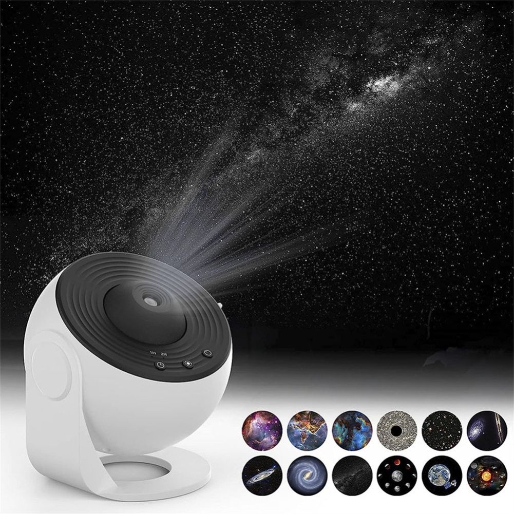 เครื่องฉายไฟกลางคืน12-in-1-galaxy-ดาว360-หมุนท้องฟ้าเต็มไปด้วยดวงดาวอวกาศดวงจันทร์ตกแต่งผนังไฟกลางคืนท้องฟ้าท้องฟ้าโรแมนติกดอกไม้โคมไฟฉาย