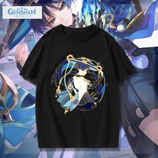 【สปอตสินค้า】 Genshin Impact เกมแฟชั่นเสื้อยืดผู้หญิงเสื้อผู้ชายScaramouche