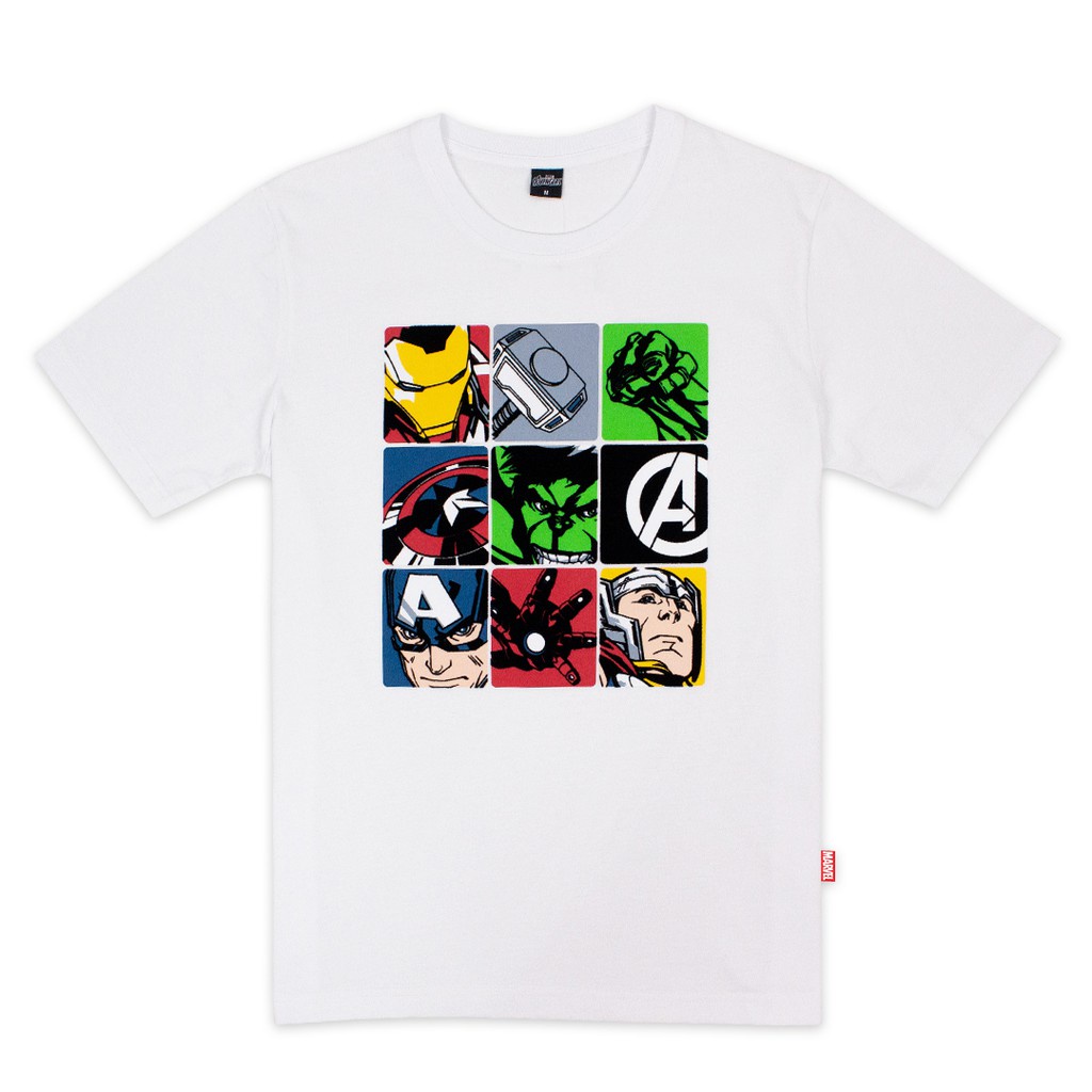 hot-sale-avengers-men-flock-print-t-shirt-เสื้อยืดผู้ชายลายอเวนเจอร์-สินค้าลิขสิทธ์แท้100-characters-studio