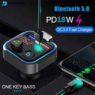 Digifounder เครื่องเล่นเพลง Mp3 บลูทูธ 5.0 ไมโครโฟน USB QC3.0 PD20W ชาร์จเร็ว N8S8 สําหรับรถยนต์