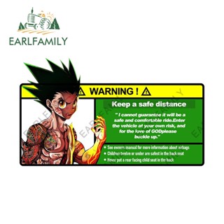 Earlfamily สติกเกอร์ไวนิล ลายอนิเมะ Hunter×Hunter Keep Safe Distance Warning กันน้ํา 13 ซม. × 7.6 ซม. สําหรับติดตกแต่งหน้าต่างรถยนต์