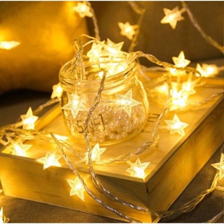 สายไฟ LED รูปดาว ลวดทองแดง ใช้แบตเตอรี่ สําหรับตกแต่งสวน คริสต์มาส งานแต่งงาน