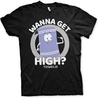 เสื้อยืด พิมพ์ลาย South Park Towelie Wanna Get High สีดํา สําหรับผู้ชาย