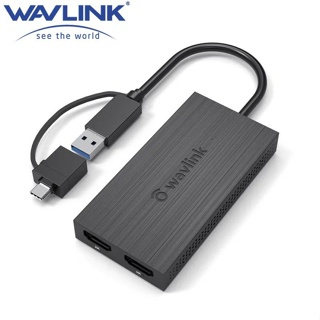 Wavlink อะแดปเตอร์กราฟฟิค USB 3.0 เป็น HDMI คู่ 2K@60Hz เอาท์พุต Type C เป็น HDMI สําหรับ Windows MAC M1 M2