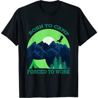 เสื้อยืดผ้าฝ้ายพิมพ์ลายAGBorn To Camp Forced To Work T-Shirt