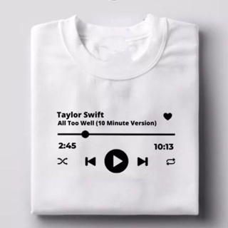 【ใหม่】Wf เสื้อยืดแขนสั้น คอกลม พิมพ์ลาย Taylor Swift Music Player แฟชั่นสําหรับผู้หญิง และผู้ชาย