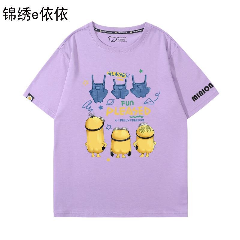 เสื้อยืดแขนสั้น-ผ้าฝ้ายแท้-พิมพ์ลายการ์ตูนมินเนี่ยน-despicable-me-แฟชั่นฤดูร้อน-สําหรับเด็กผู้ชาย-และเด็กผู้หญิง