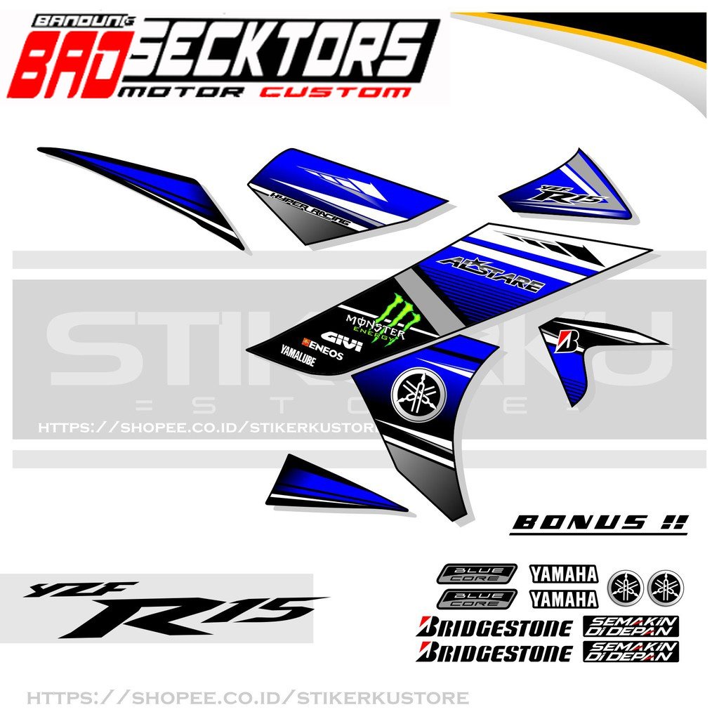 STRIPING YAMAHA R15 V2 / STRIPING YZF R15 V2 / SIMLPE กราฟิก ...