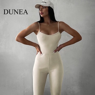 Dunea ชุดจั๊มสูท เอวสูง ลําลอง สีพื้น เหมาะกับการเล่นโยคะ กีฬา สําหรับผู้หญิง