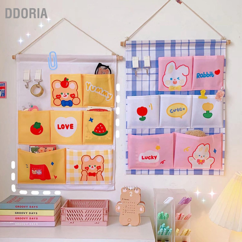ddoria-แขวนผนังกระเป๋าเก็บผ้าประตูติดผนังกระเป๋าเก็บของตกแต่งบ้านสำหรับหอพักข้างเตียงตู้เสื้อผ้า