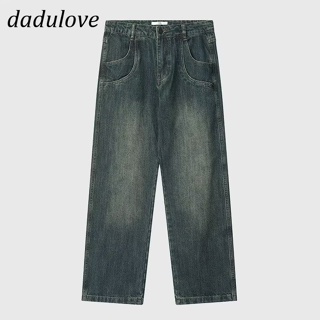 DaDulove💕 New Korean Version of Ins Retro Washed Jeans Niche High Waist Loose Wide Leg Pants Trousers