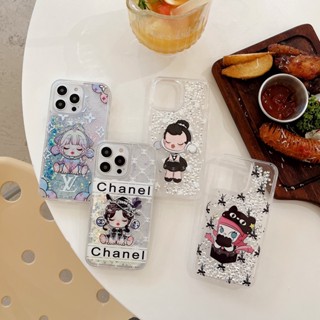 เคสโทรศัพท์มือถือแฟชั่น กันหล่น ลายการ์ตูนน่ารัก มีทรายไหล สําหรับ Apple 11 Pro 11promax 12pro 13 iPhone 14