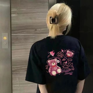 เสื้อยืดแขนสั้นลําลอง คอกลม ทรงหลวม ขนาดใหญ่ แบบเรียบง่าย แฟชั่นฤดูร้อน สไตล์เกาหลี สําหรับคู่รัก