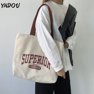 YADOU กระเป๋าสะพายไหล่ผู้หญิงความจุสูงตัวอักษรวินเทจญี่ปุ่น ins เดินทางนักเรียน ulzzang กระเป๋าสะพายสุภาพสตรี