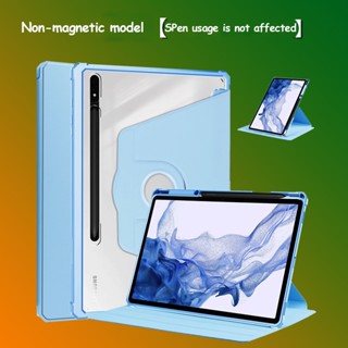 เคสแท็บเล็ต หนัง PU อะคริลิคใส หมุนได้ 360 องศา พร้อมช่องใส่ปากกา สําหรับ Samsung Galaxy Tab S8 Plus S7 Plus S7 FE 12.4 A8 10.5 2021 S6 Lite 2022 2020 Galaxy Tab S7 S8 11