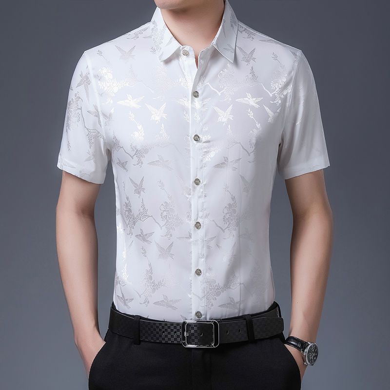 spot-high-cp-value-boys-shirts-youth-handsome-blouses-summer-imitation-silk-mens-short-sleeved-shirts-thin-style-no-iron-fashion-business-leisure-middle-aged-and-young-high-grade-short-sleeved-shirts-