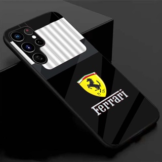 【พร้อมส่ง】เคสโทรศัพท์มือถือแบบแก้วแข็ง กันกระแทก ลาย Ferrari สร้างสรรค์ สําหรับ Samsung S22 Ultra S21 S23 Plus
