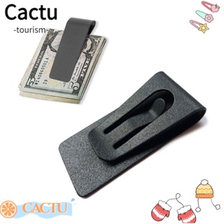 Cactu คลิปเงิน บัตรเครดิต ID สีดํา สลิม กระเป๋าสตางค์