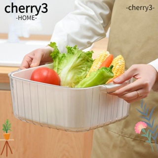 Cherry3 ตะกร้าระบายน้ํา พลาสติก ทรงสี่เหลี่ยม สีขาว วางซ้อนกันได้ 3 ขนาด ทนทาน สําหรับห้องครัว