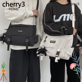 Cherry3 กระเป๋าสะพายไหล่ ผ้าไนล่อน ความจุขนาดใหญ่ ​กระเป๋าสะพายไหล่ ทรงโท้ท สีดํา สีขาว สําหรับสตรี