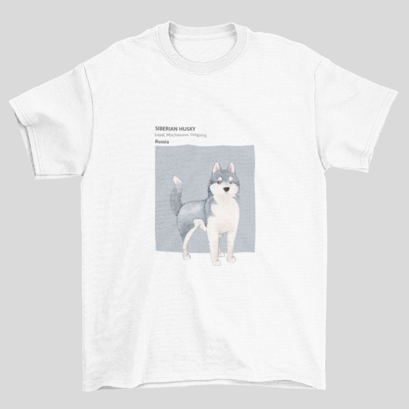 มีความสุข-เสื้อยืด-ลาย-lavier-siberian-husky-สีขาว