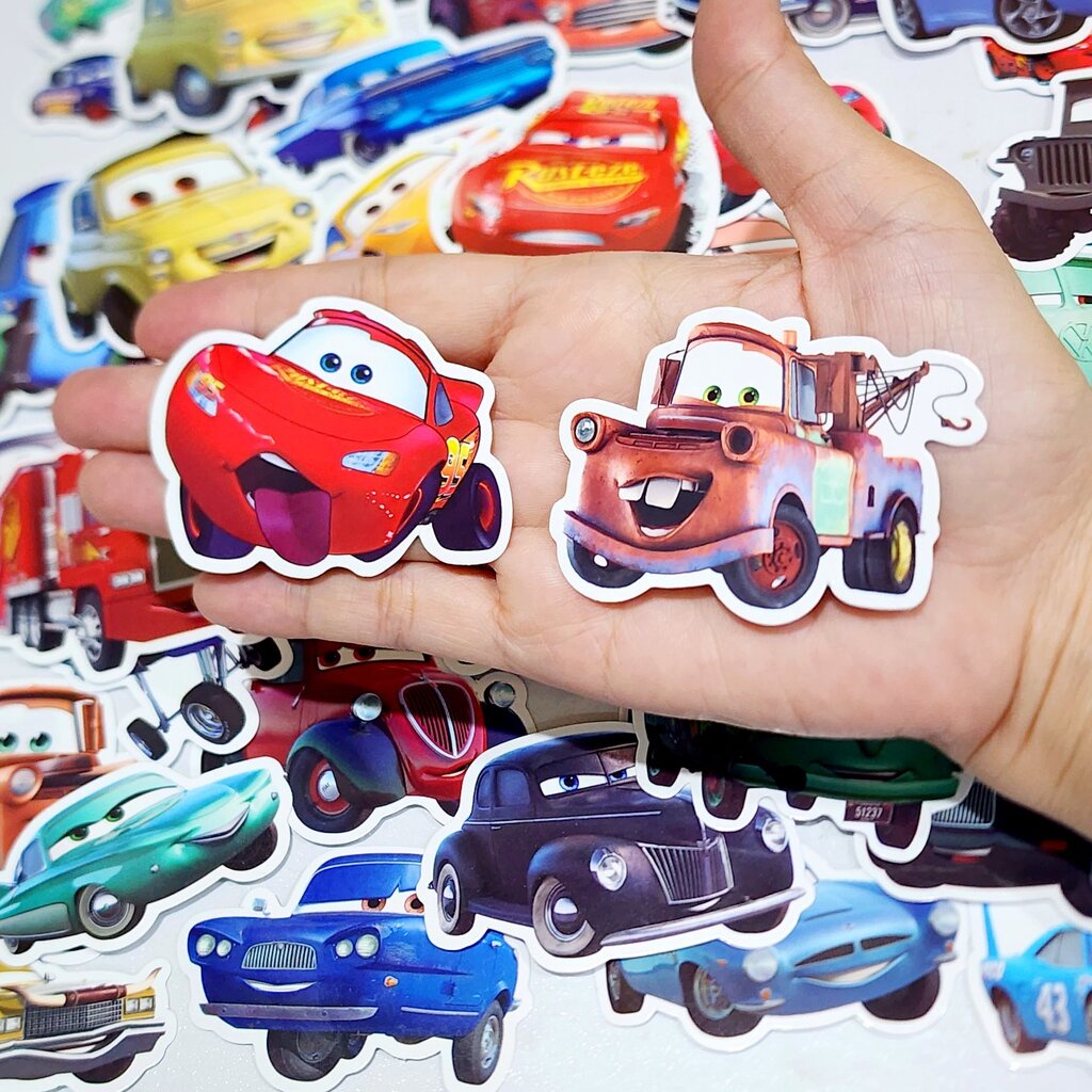 สติ๊กเกอร์-การ์ตูน-cars-mcqueen-ติดแน่น-กันน้ำ-ติดกระเป๋าเดินทาง-49-ชิ้น-sticker