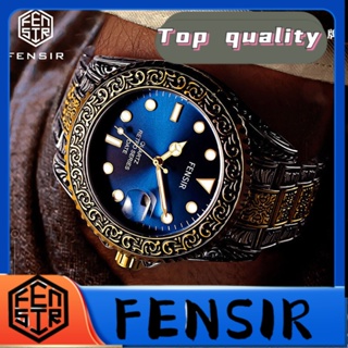 Fensir FENSIR พร้อมส่ง นาฬิกาข้อมือควอตซ์แฟชั่น สายแสตนเลส แกะสลักรูปผี และปฏิทิน