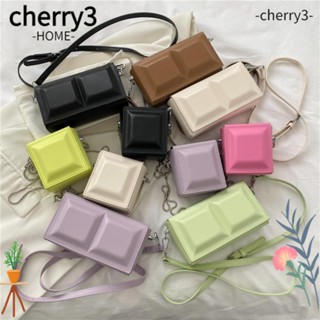 Cherry3 กระเป๋าสะพายไหล่ หนัง PU ทรงคลัทช์ ทรงสี่เหลี่ยม ลายตารางหมากรุก ขนาดเล็ก สีพื้น แฟชั่นสําหรับสตรี