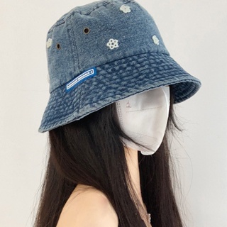 หมวกบักเก็ตยีน ขนาดใหญ่ ระบายอากาศได้ดี สีฟ้า สไตล์ญี่ปุ่น สําหรับผู้หญิง