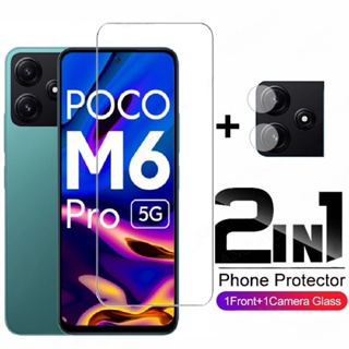 2in1 ฟิล์มกระจกนิรภัยกันรอยหน้าจอ เลนส์กล้อง HD นิ่ม สําหรับ Xiaomi Poco m6 Pro 5G 2023 Xiaomi PocoM6 Pro Poco M6Pro M 6 m6 6M Pro 5G