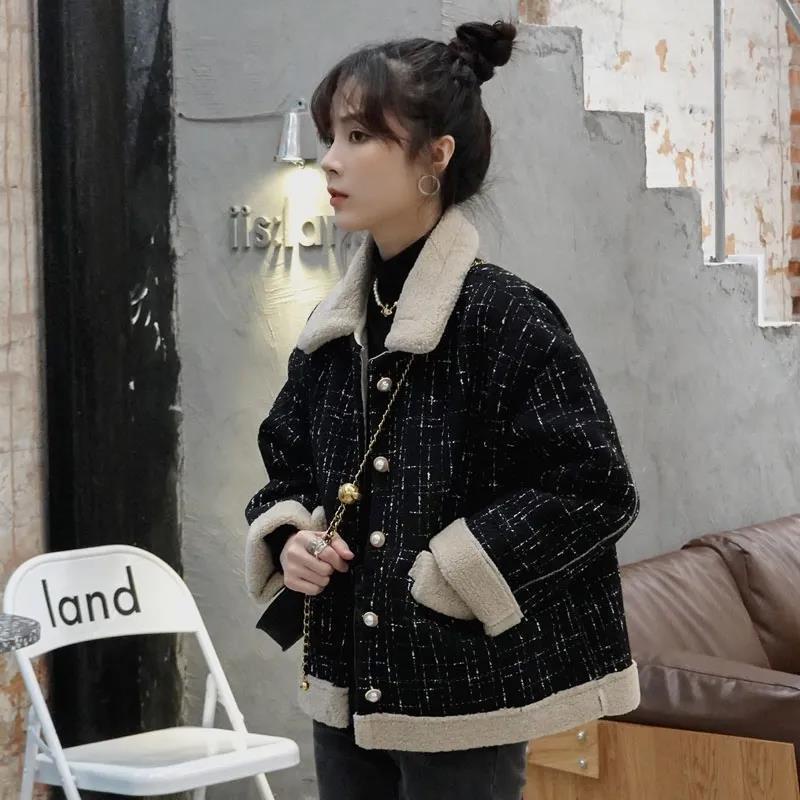เสื้อโค้ทสั้น-ผ้าขนแกะ-ขนาดเล็ก-อเนกประสงค์-แฟชั่นฤดูใบไม้ผลิ-และฤดูใบไม้ร่วง-สําหรับผู้หญิง